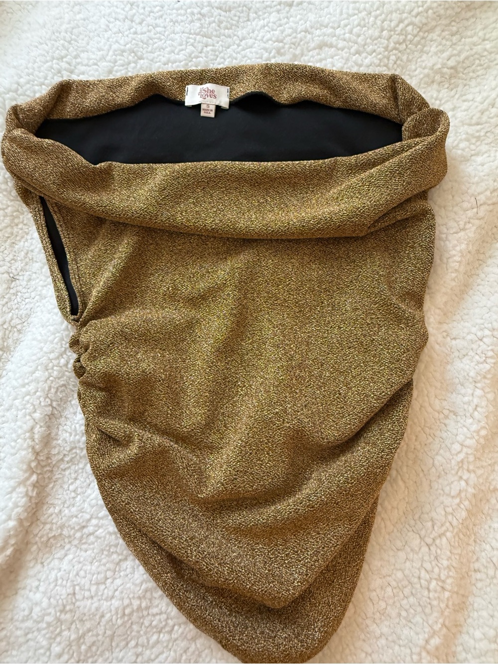 Gold Shimmer Off-Shoulder Women's Shirt